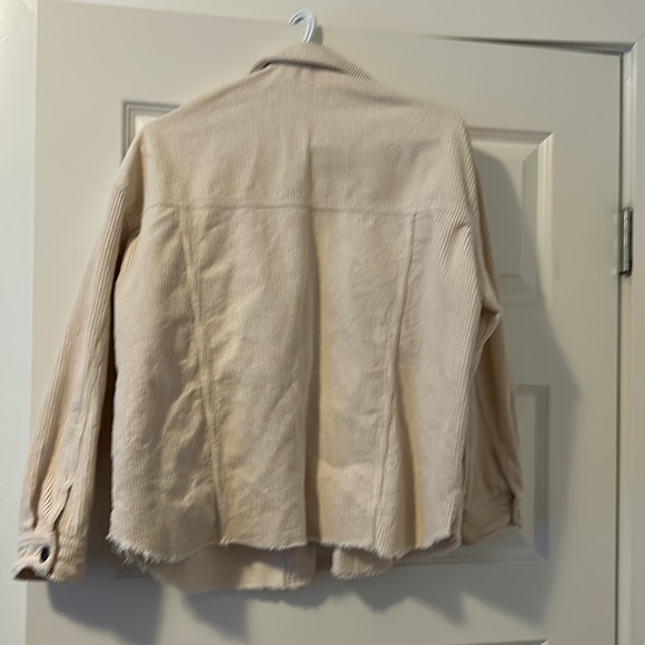 Zara Corduroy Jacket Women’s XS Cream Oversized Collared Button Up - Picture 3 of 4